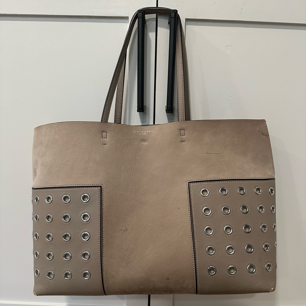 Tory Burch leather Block T grommet tote